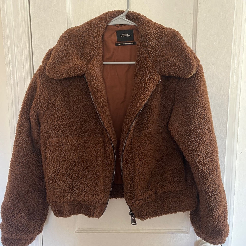 Warm brown UO teddy coat